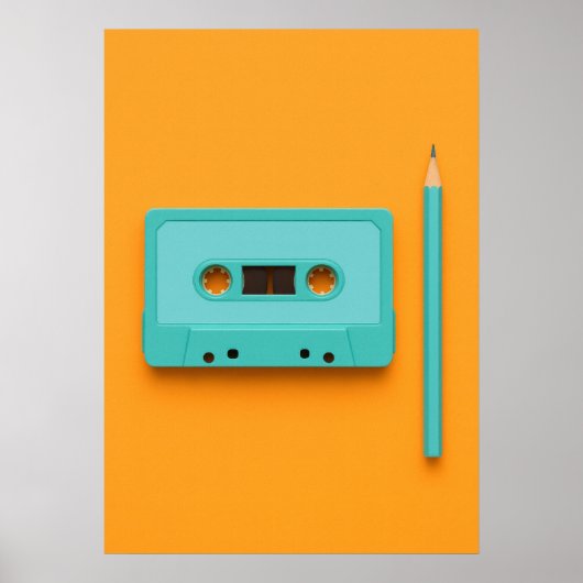 Retro Rewind: Pop Art Cassette Tape with Pencil ポスター (正面)