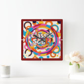 "Retro Rhythms" スクエア壁時計 (ホーム)