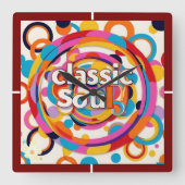 "Retro Rhythms" スクエア壁時計 (正面)