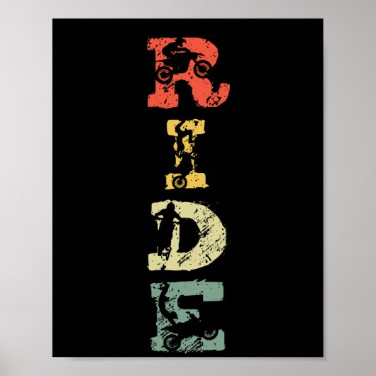 Retro Ride Dirt Bike Motocross Motorcycle Rider ポスター (正面)