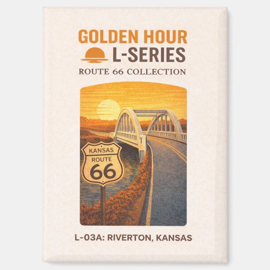 Retro Riverton Kansas Route 66 Rainbow Bridge マグネット (正面)