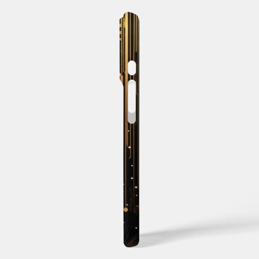 Retro Roaring 20's Art Deco Black Gold Monogram Case-Mate iPhoneケース (裏面 / 左)