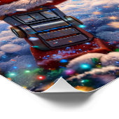 Retro robot Christmas snowball fight greeting ポスター (コーナー)