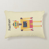Retro Robot Illustration Personalised Kids アクセントクッション (正面)