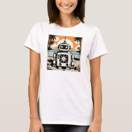Retro Robot on a Desert Island Tシャツ