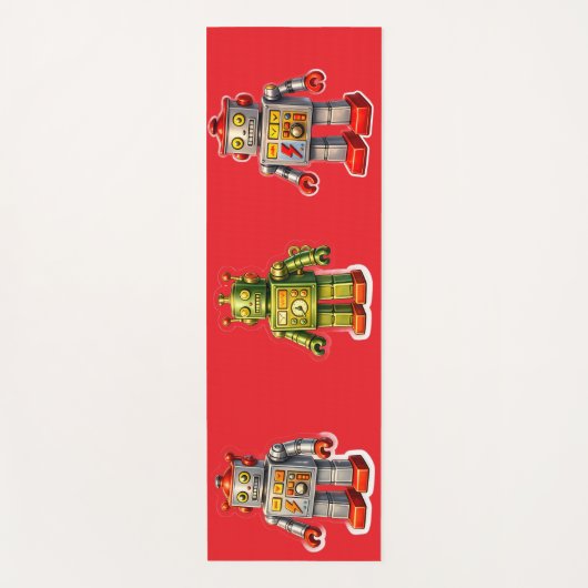 Retro robot squad prem ヨガマット (正面)