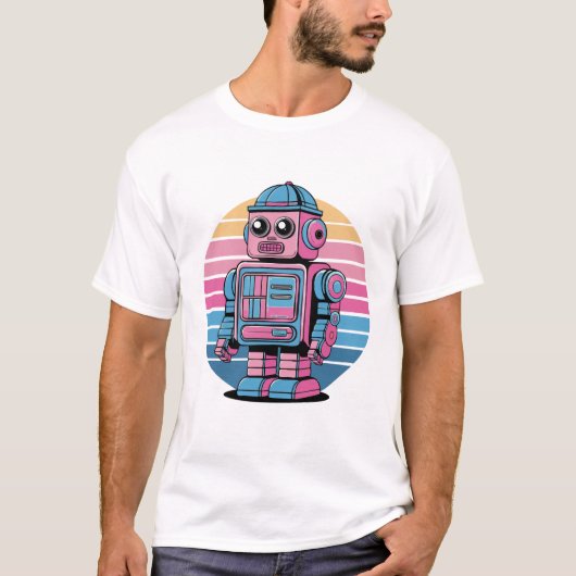 Retro Robot: Vintage Futuristic T-Shirt Tシャツ (正面)