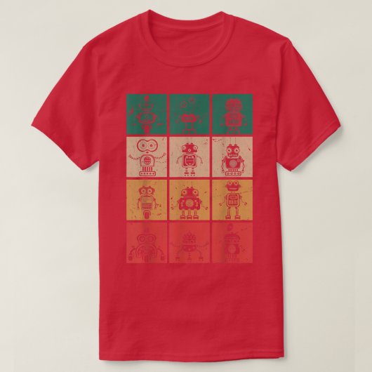 Retro Robots Evolution Robot  Tシャツ (デザイン正面)
