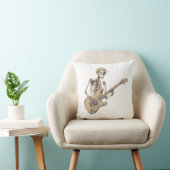 Retro Rock Skeleton Guitar Graphic クッション (椅子)