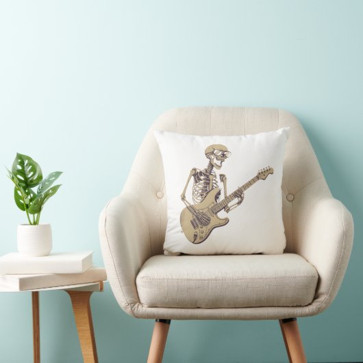 Retro Rock Skeleton Guitar Graphic クッション (椅子)