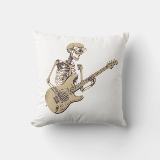 Retro Rock Skeleton Guitar Graphic クッション (正面)
