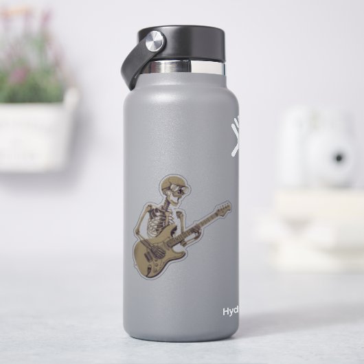 Retro Rock Skeleton Guitar Graphic シール (HydroFlask)