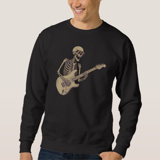 Retro Rock Skeleton Guitar Graphic スウェットシャツ (正面)