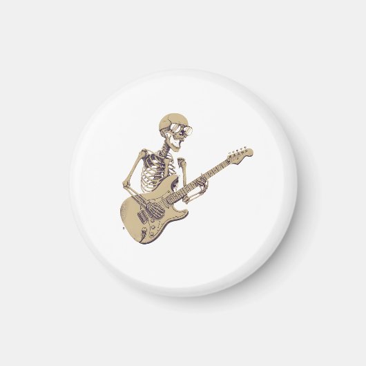 Retro Rock Skeleton Guitar Graphic マグネット (正面)