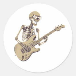 Retro Rock Skeleton Guitar Graphic ラウンドシール