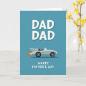 Retro Rocket Dads Day Card カード (黄色い花)