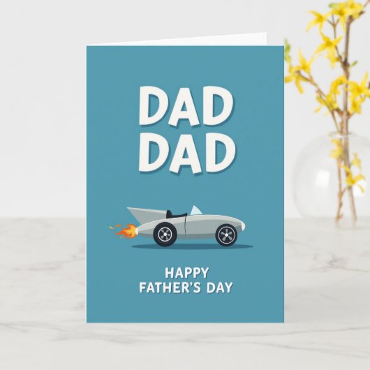 Retro Rocket Dads Day Card カード (黄色い花)