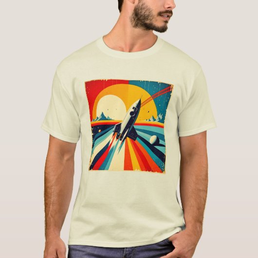 Retro Rocket Launch Tシャツ (正面)
