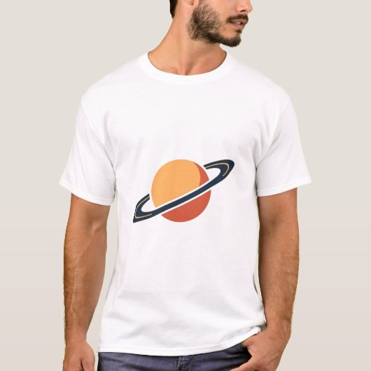 Retro Rocket Ship Orbiting Dark Planet - Outer Spa Tシャツ (正面)