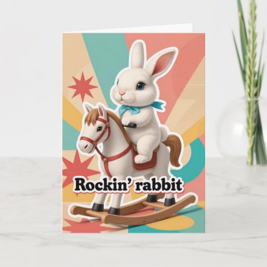 Retro rockin rabbit greeting  カード (正面)