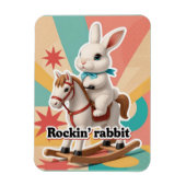 Retro rockin rabbit greeting  マグネット (縦)