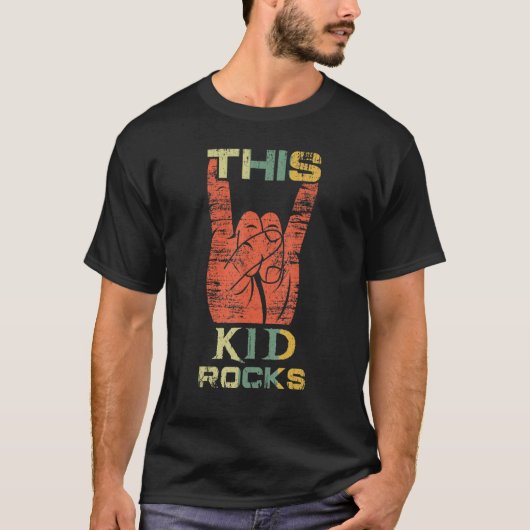 Retro Rocks Hand Metal Sign Rock Rocker Metal Kids Tシャツ (正面)