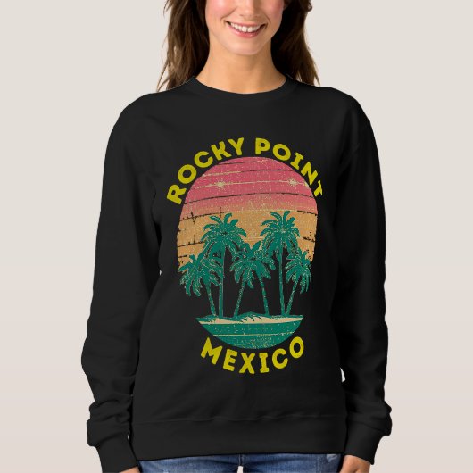 Retro Rocky Point Vacation Souvenir Palm Tree スウェットシャツ (正面)