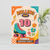 Retro Roller Skate 10th Birthday Invitation 招待状 (スタンド正面)