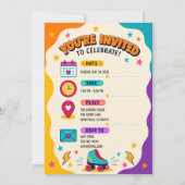 Retro Roller Skate 10th Birthday Invitation 招待状 (裏面)