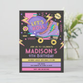 Retro Roller Skate 80s 90s Theme Birthday 招待状 (スタンド正面)