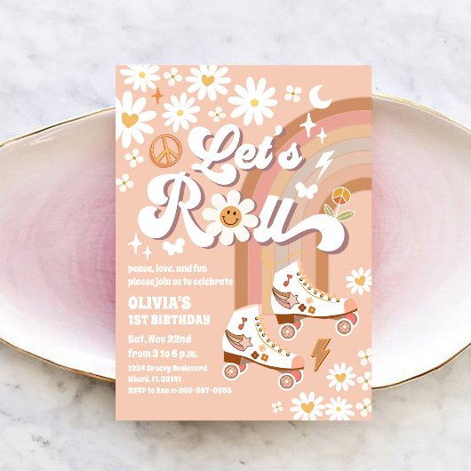 Retro Roller Skate Birthday Invitation 招待状