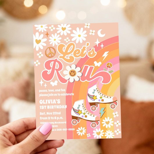 Retro Roller Skate Birthday Invitation 招待状
