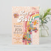 Retro Roller Skate Groovy Birthday Invitation 招待状 (スタンド正面)