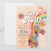 Retro Roller Skate Groovy Birthday Invitation 招待状 (正面/裏面)