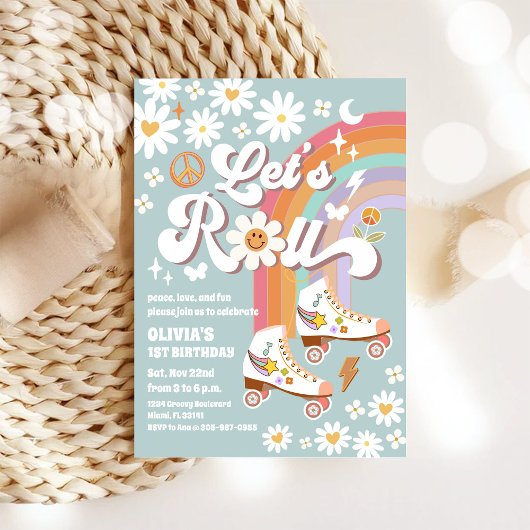 Retro Roller Skates Birthday Invitation 招待状