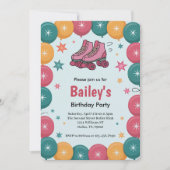 Retro Roller Skating Birthday 招待状 (正面)