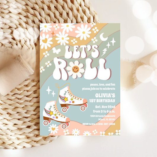 Retro Roller Skating Birthday Invitation 招待状