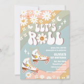 Retro Roller Skating Birthday Invitation 招待状 (正面)