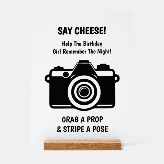 Retro Roller Skating Selfie Birthday Acrylic Sign アクリルサイン (正面)