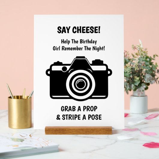 Retro Roller Skating Selfie Birthday Acrylic Sign アクリルサイン (ウェディング)