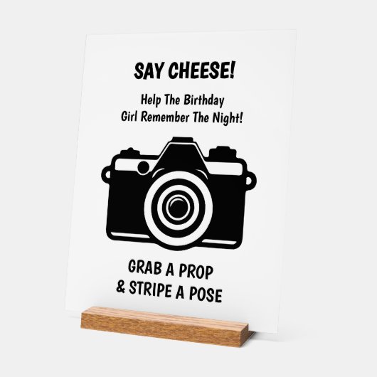 Retro Roller Skating Selfie Birthday Acrylic Sign アクリルサイン (傾斜)