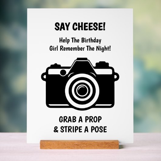 Retro Roller Skating Selfie Birthday Acrylic Sign アクリルサイン (ニュートラル)