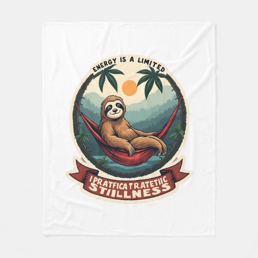 Retro Roller Sloth Vintage Skating Vector Art フリースブランケット (正面)