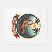 Retro Roller Sloth Vintage Skating Vector Art フリースブランケット (正面(横))