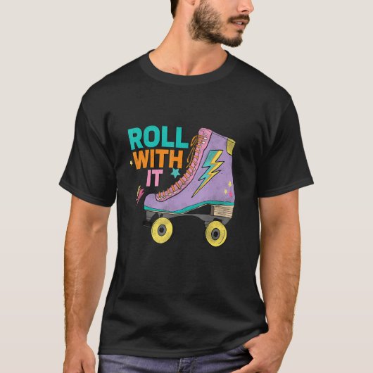 Retro Rollerskates 80's Derby Roller Skating for T Tシャツ (正面)