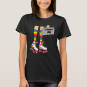 Retro Rollerskates 80's Roller Disco Skating Girl Tシャツ (正面)