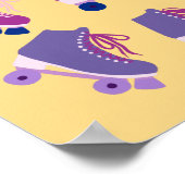 Retro Rollerskates Purple Pink ポスター (角)