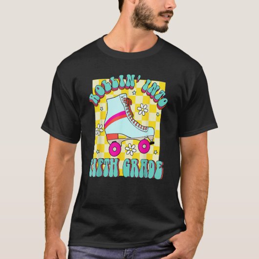 Retro Rollin' Into Fifth Grade Roller Skate Back T Tシャツ (正面)