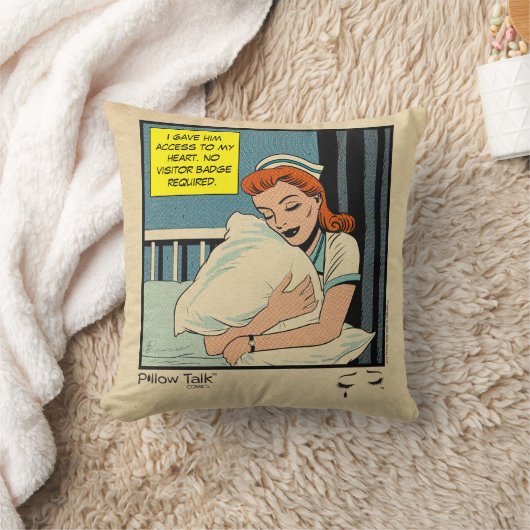 Retro Romance Comic: Pillow Talk Throw Pillow クッション (ブランケット)