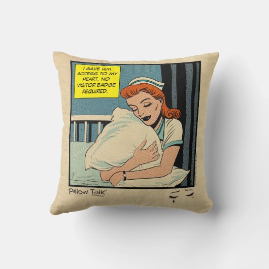 Retro Romance Comic: Pillow Talk Throw Pillow クッション (裏面)